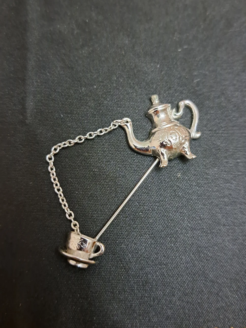 Avon Gold and Silver Novelty Brooch Set - Teapot, Telephone, Dog